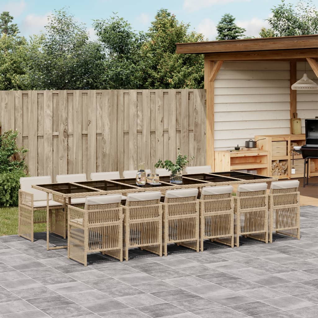 13-delige Tuinset met kussens poly rattan beige is nu te koop bij PeponiXL, paradijselijk wonen!