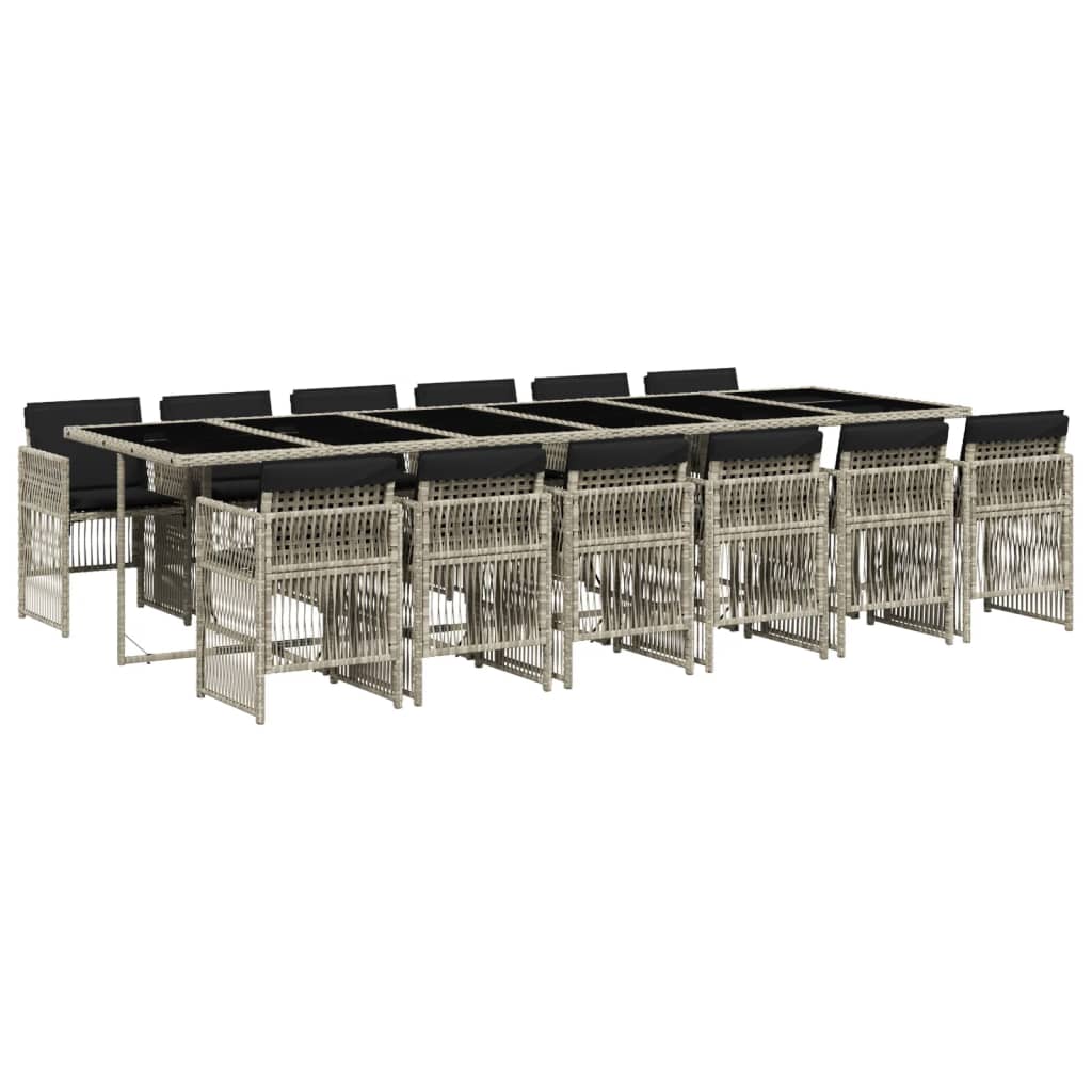 13-delige Tuinset met kussens poly rattan lichtgrijs is nu te koop bij PeponiXL, paradijselijk wonen!