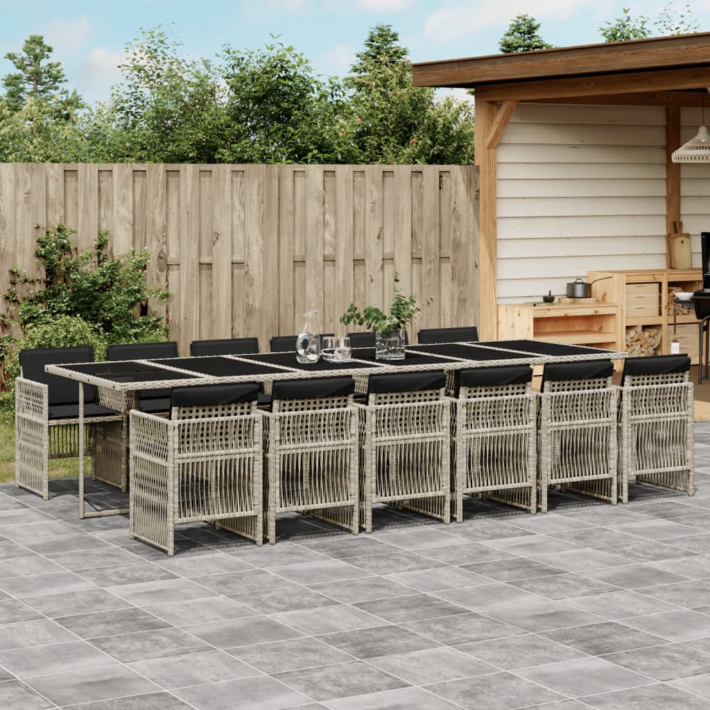 13-delige Tuinset met kussens poly rattan lichtgrijs is nu te koop bij PeponiXL, paradijselijk wonen!