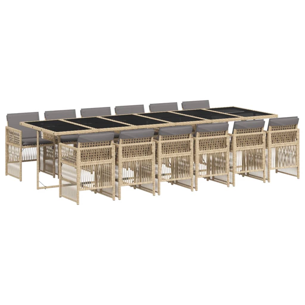 13-delige Tuinset met kussens poly rattan gemengd beige is nu te koop bij PeponiXL, paradijselijk wonen!
