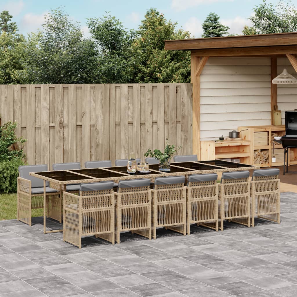 13-delige Tuinset met kussens poly rattan gemengd beige is nu te koop bij PeponiXL, paradijselijk wonen!