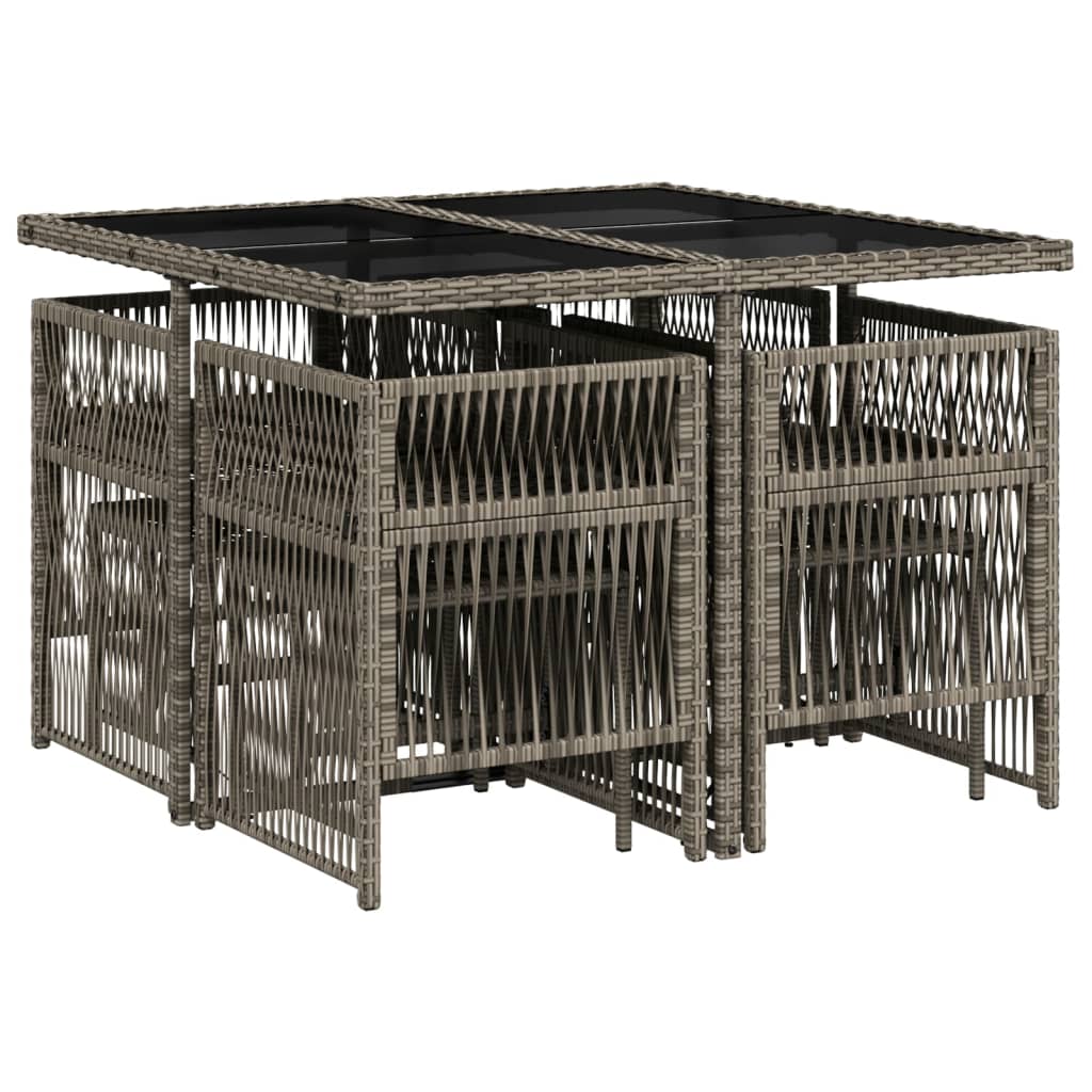 9-delige Tuinset met kussens poly rattan grijs is nu te koop bij PeponiXL, paradijselijk wonen!