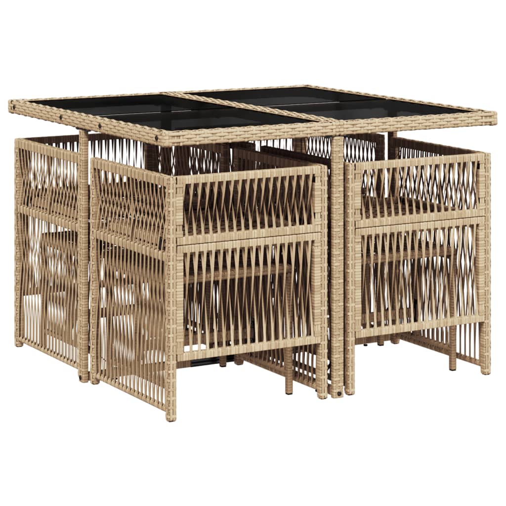 9-delige Tuinset met kussens poly rattan gemengd beige is nu te koop bij PeponiXL, paradijselijk wonen!