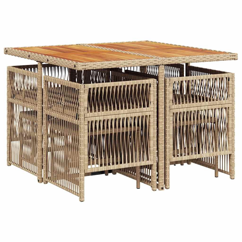 9-delige Tuinset met kussens poly rattan beige is nu te koop bij PeponiXL, paradijselijk wonen!