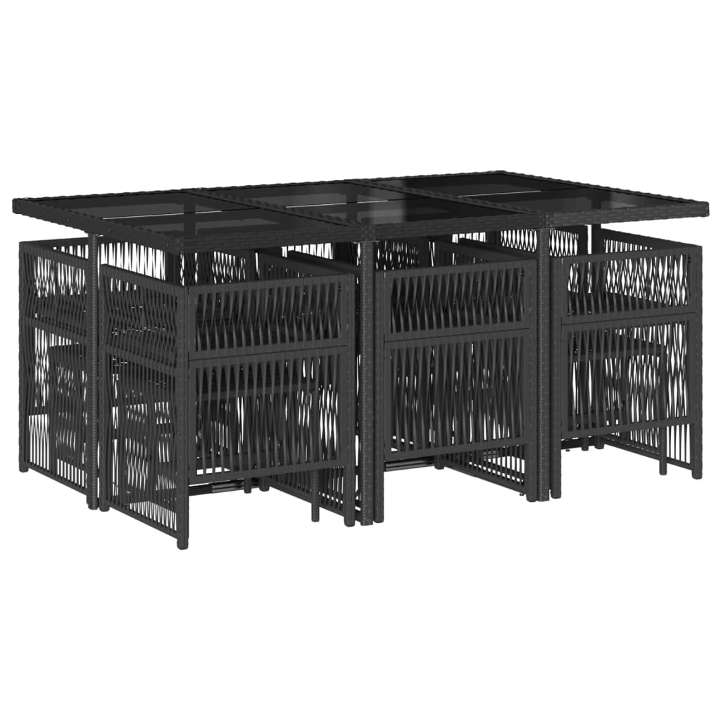11-delige Tuinset met kussens poly rattan zwart is nu te koop bij PeponiXL, paradijselijk wonen!