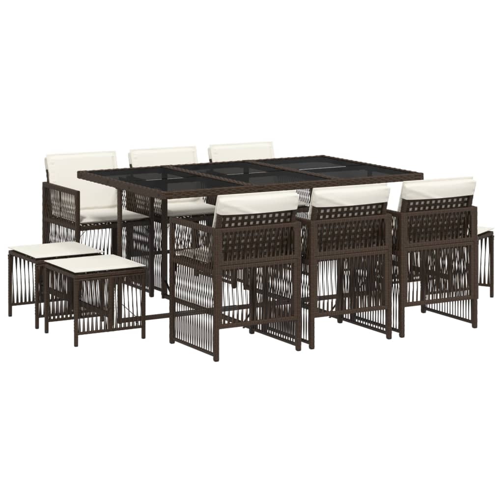 11-delige Tuinset met kussens poly rattan bruin is nu te koop bij PeponiXL, paradijselijk wonen!