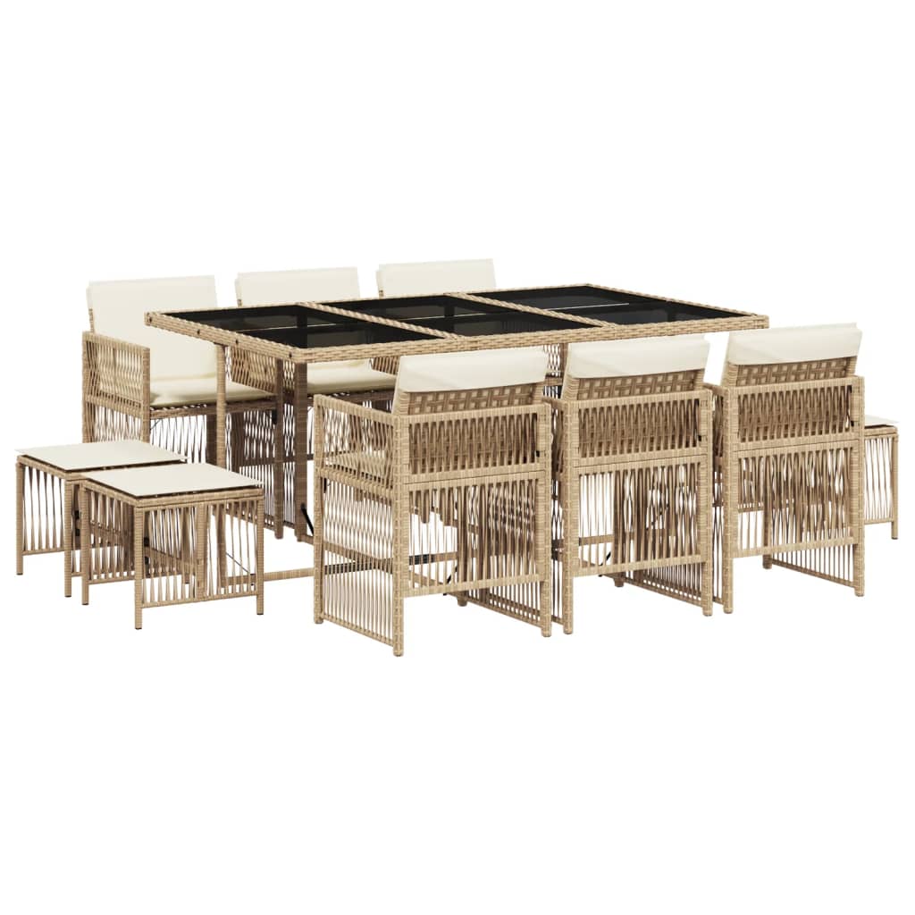 11-delige Tuinset met kussens poly rattan beige is nu te koop bij PeponiXL, paradijselijk wonen!