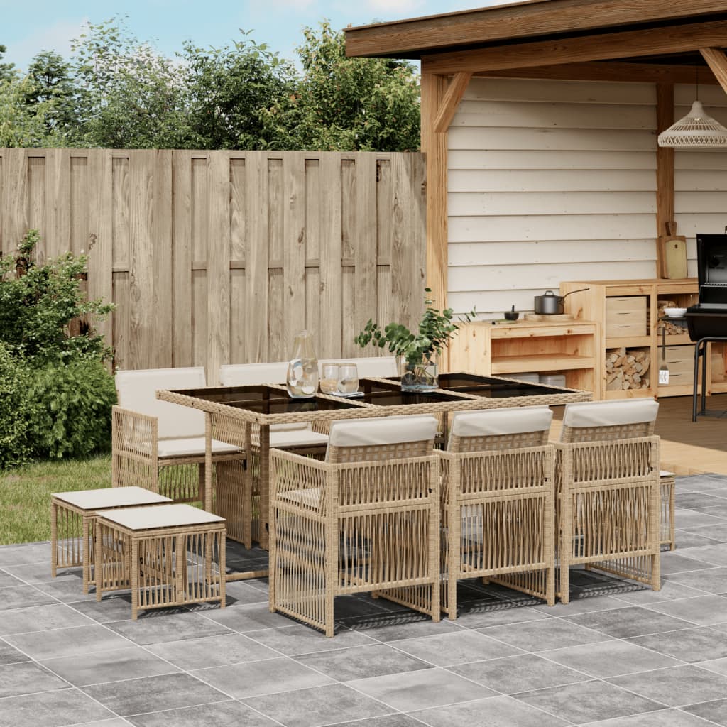 11-delige Tuinset met kussens poly rattan beige is nu te koop bij PeponiXL, paradijselijk wonen!