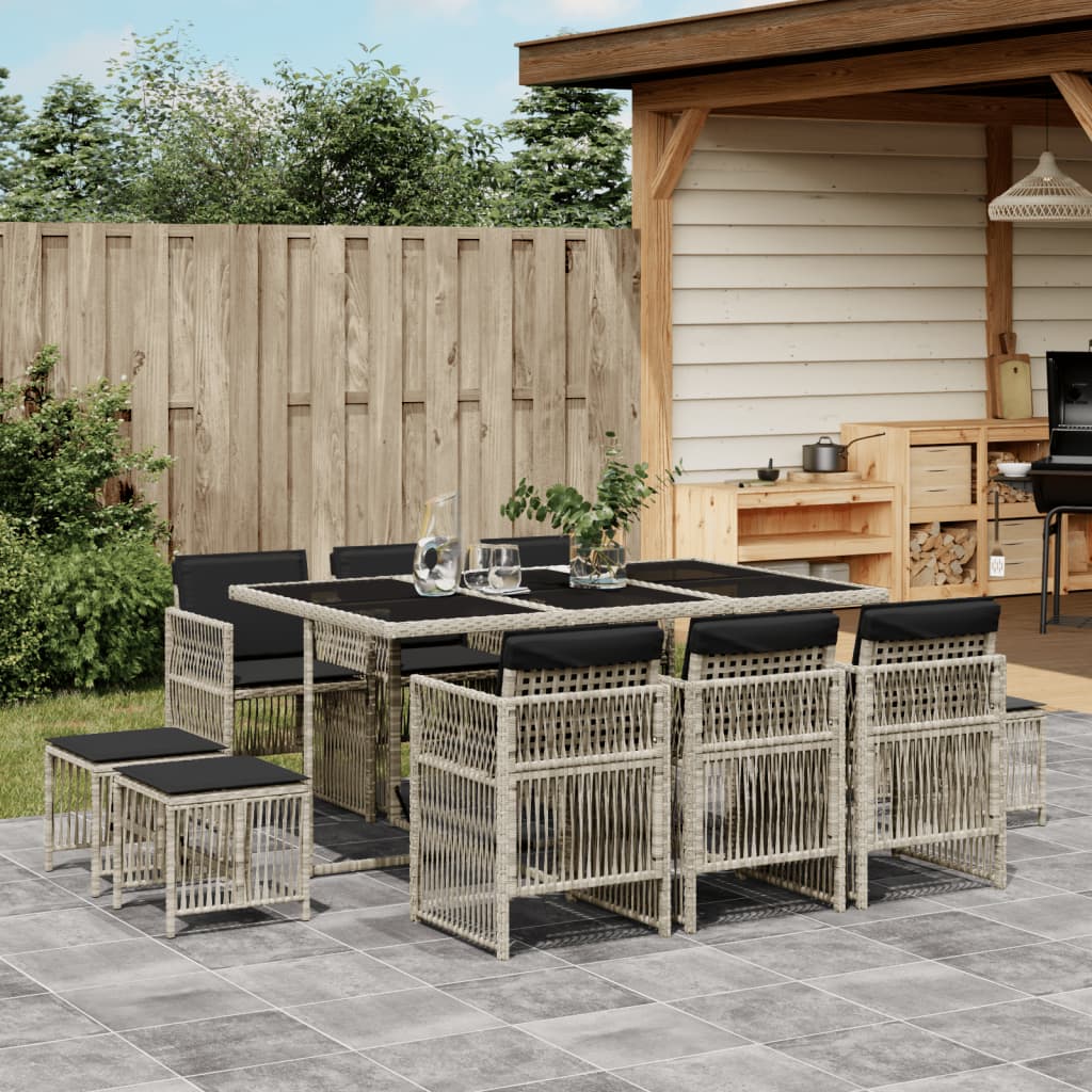 11-delige Tuinset met kussens poly rattan lichtgrijs is nu te koop bij PeponiXL, paradijselijk wonen!