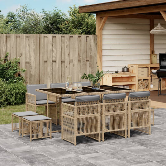 11-delige Tuinset met kussens poly rattan gemengd beige is nu te koop bij PeponiXL, paradijselijk wonen!