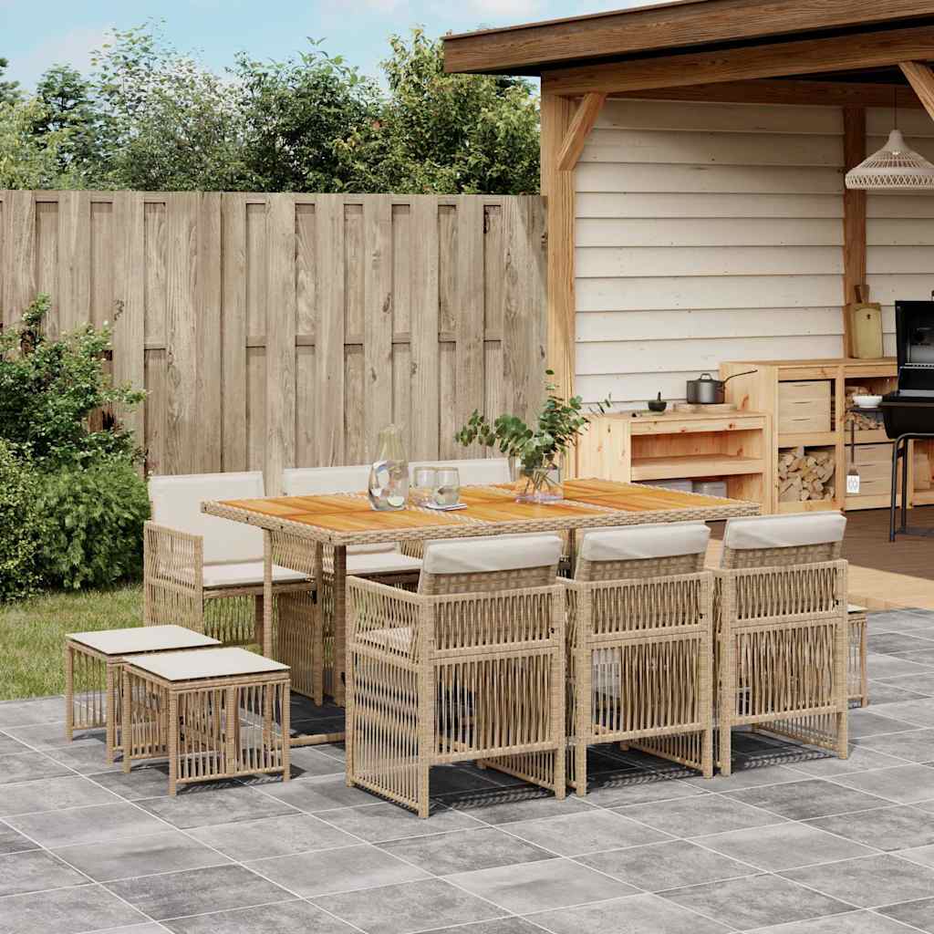 11-delige Tuinset met kussens poly rattan beige is nu te koop bij PeponiXL, paradijselijk wonen!