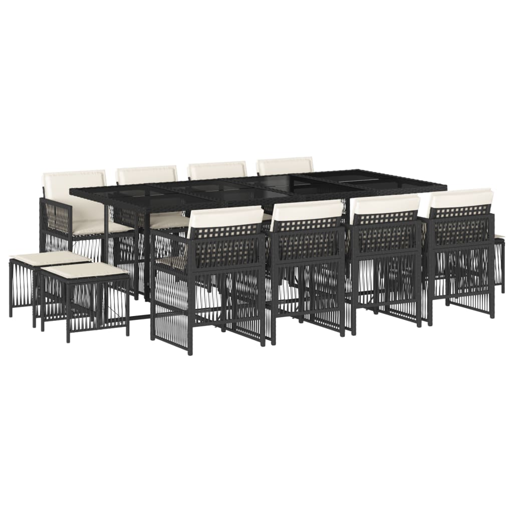 13-delige Tuinset met kussens poly rattan zwart is nu te koop bij PeponiXL, paradijselijk wonen!