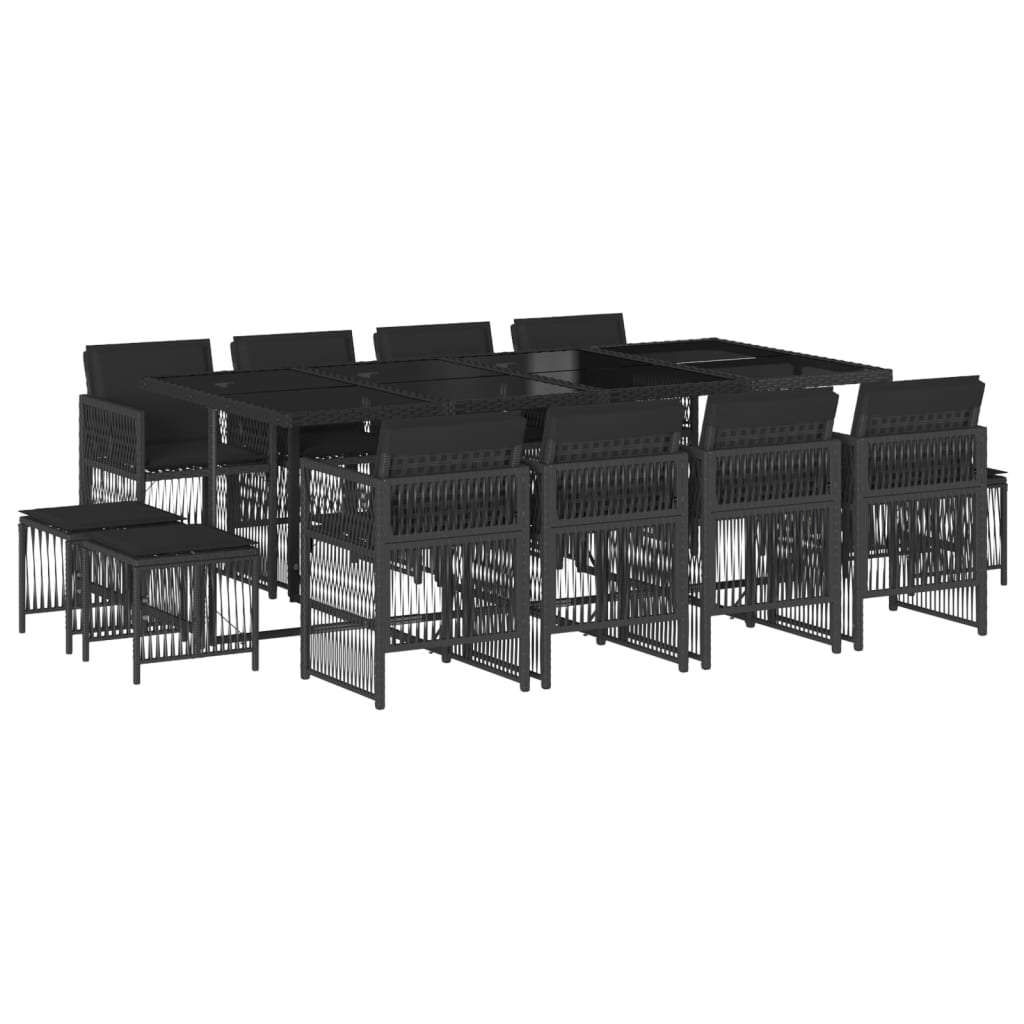 13-delige Tuinset met kussens poly rattan zwart is nu te koop bij PeponiXL, paradijselijk wonen!