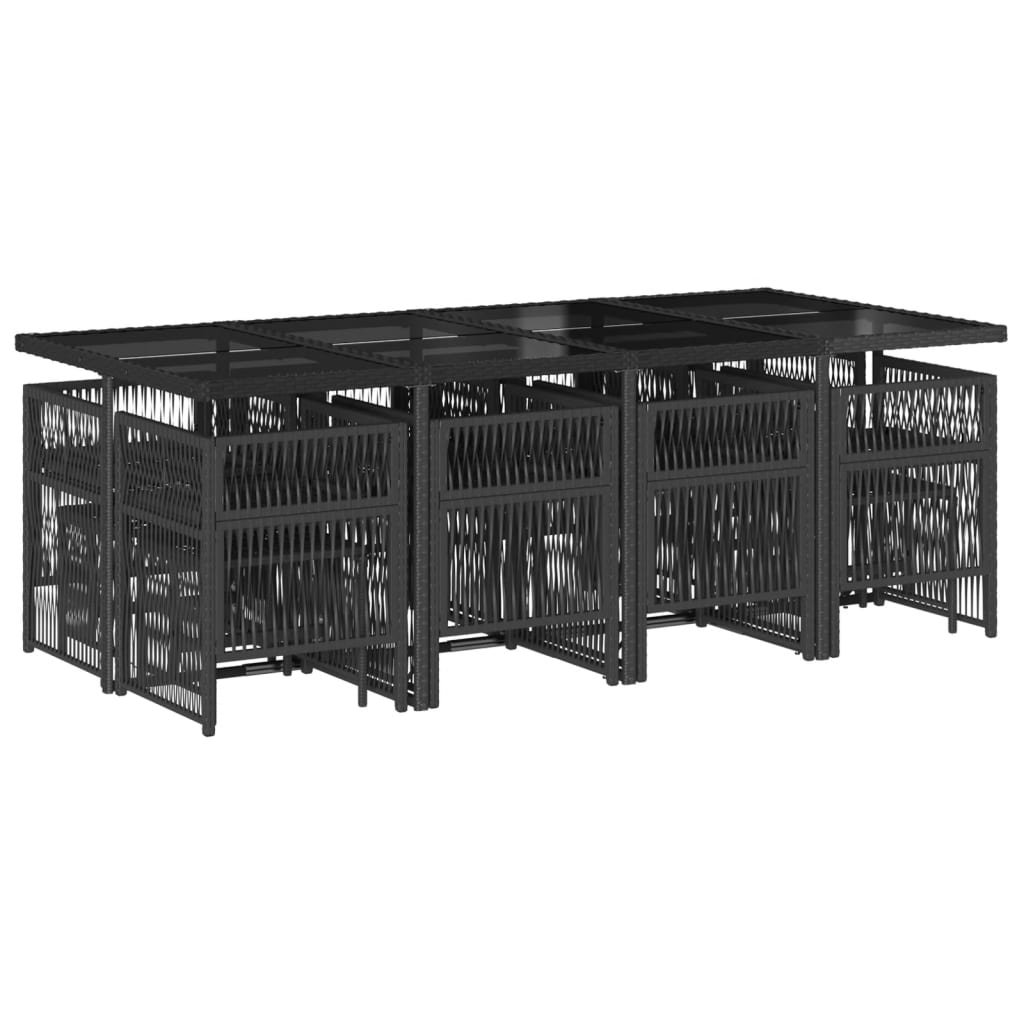 13-delige Tuinset met kussens poly rattan zwart is nu te koop bij PeponiXL, paradijselijk wonen!