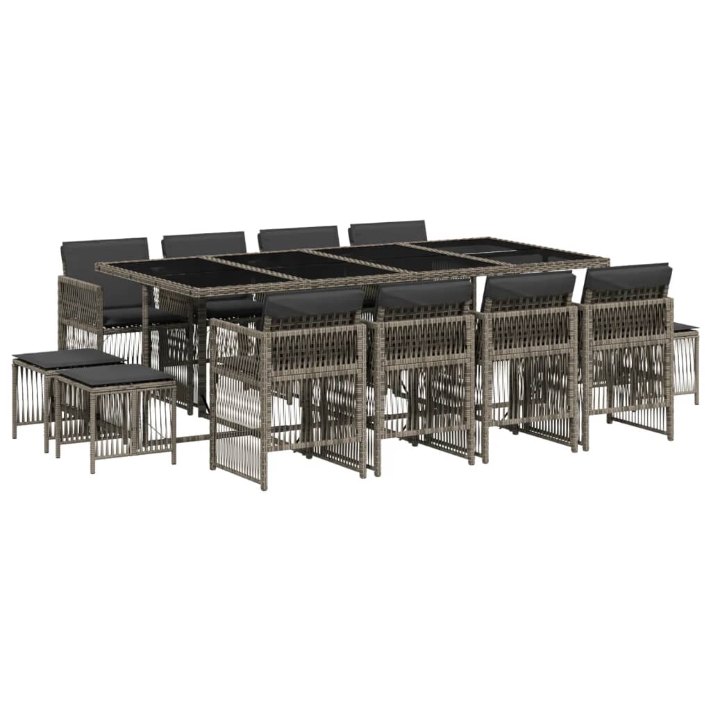 13-delige Tuinset met kussens poly rattan grijs is nu te koop bij PeponiXL, paradijselijk wonen!