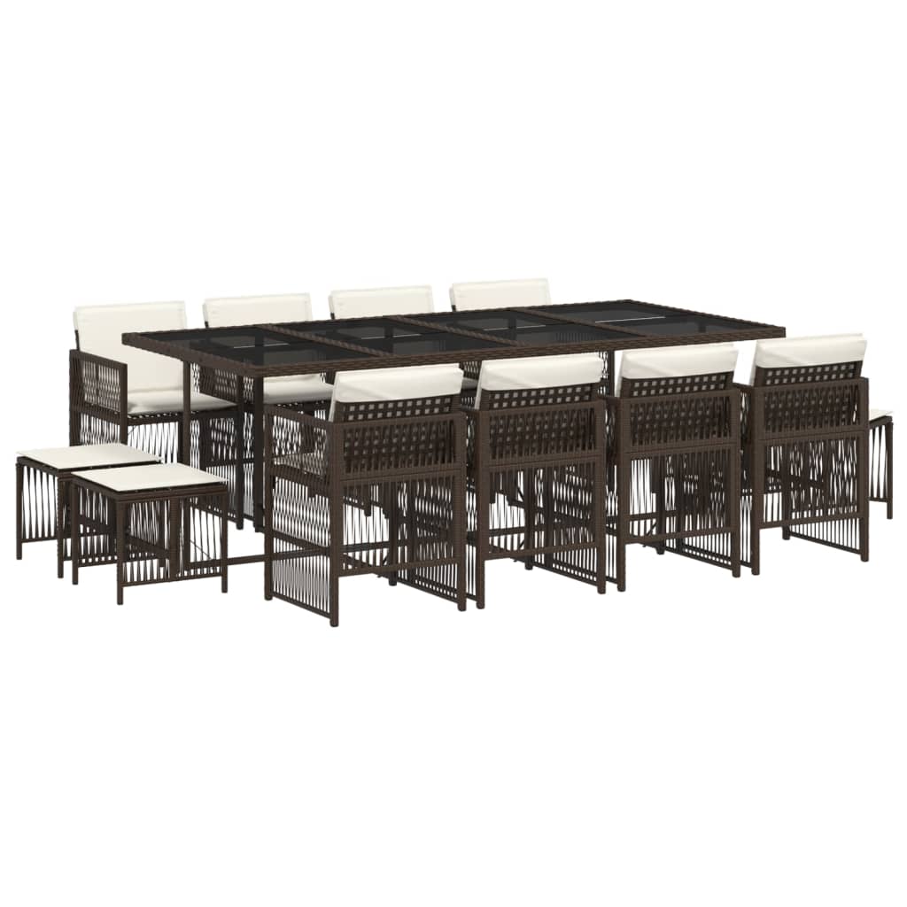 13-delige Tuinset met kussens poly rattan bruin is nu te koop bij PeponiXL, paradijselijk wonen!