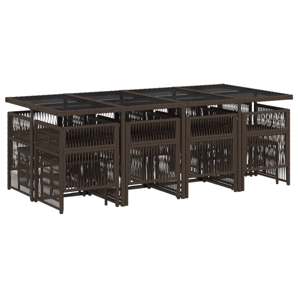 13-delige Tuinset met kussens poly rattan bruin is nu te koop bij PeponiXL, paradijselijk wonen!