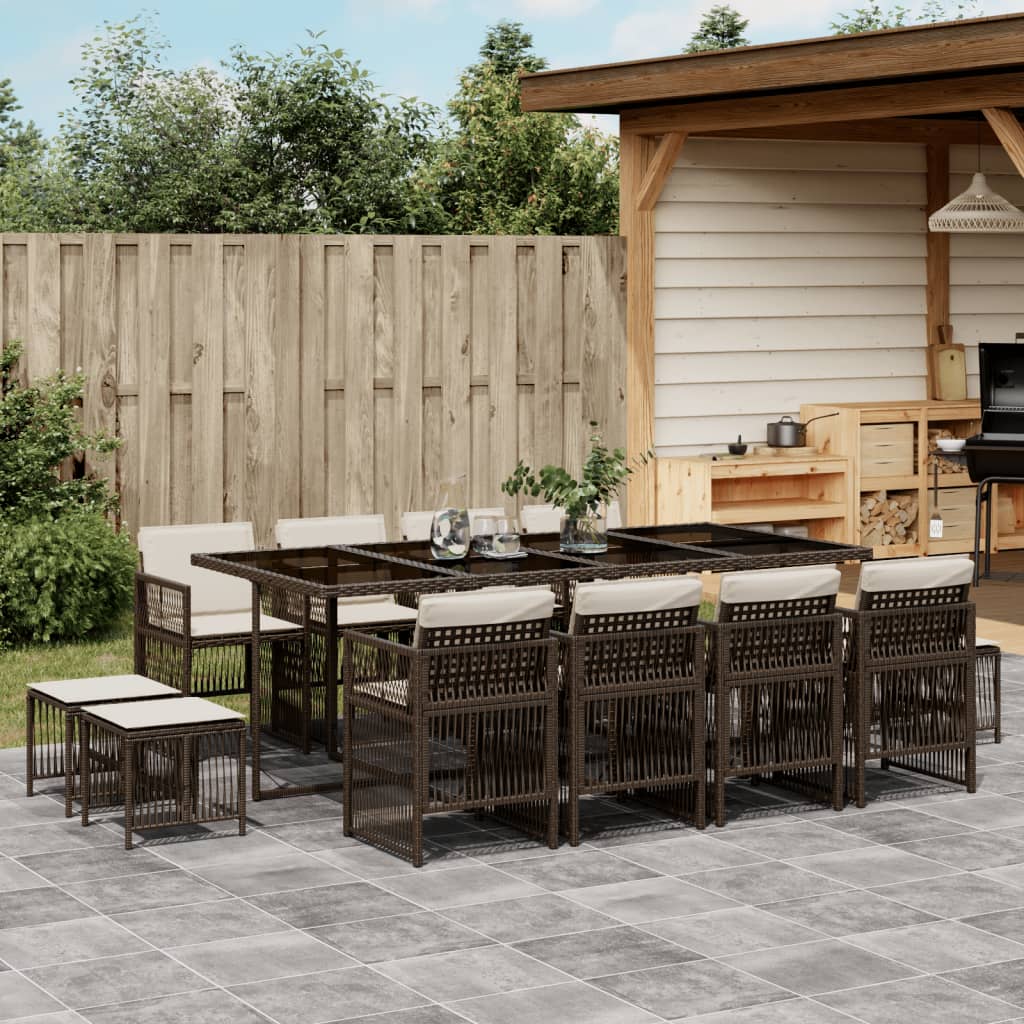 13-delige Tuinset met kussens poly rattan bruin is nu te koop bij PeponiXL, paradijselijk wonen!