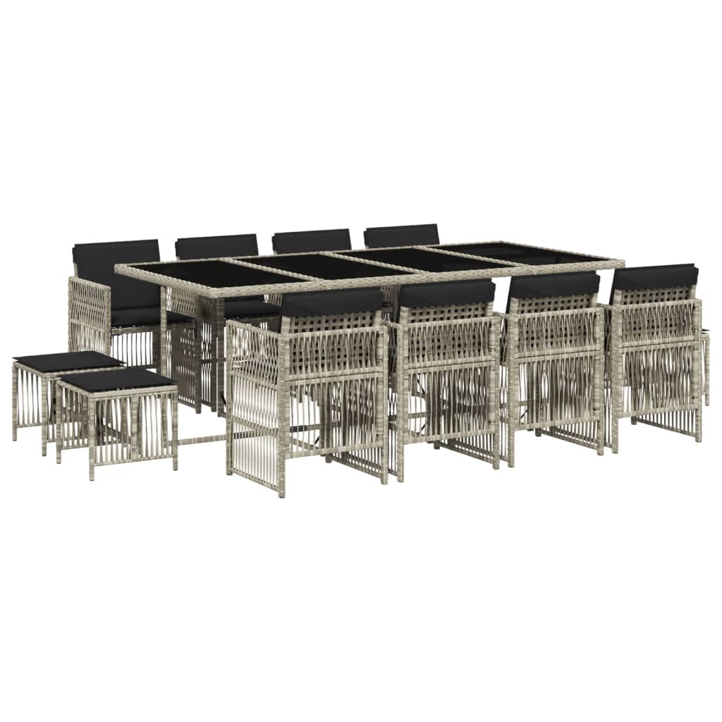 13-delige Tuinset met kussens poly rattan lichtgrijs is nu te koop bij PeponiXL, paradijselijk wonen!