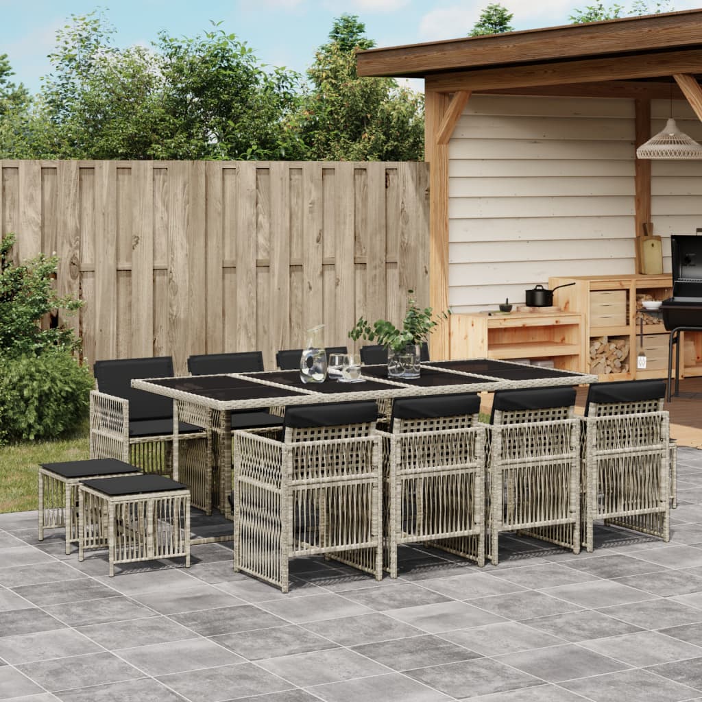 13-delige Tuinset met kussens poly rattan lichtgrijs is nu te koop bij PeponiXL, paradijselijk wonen!