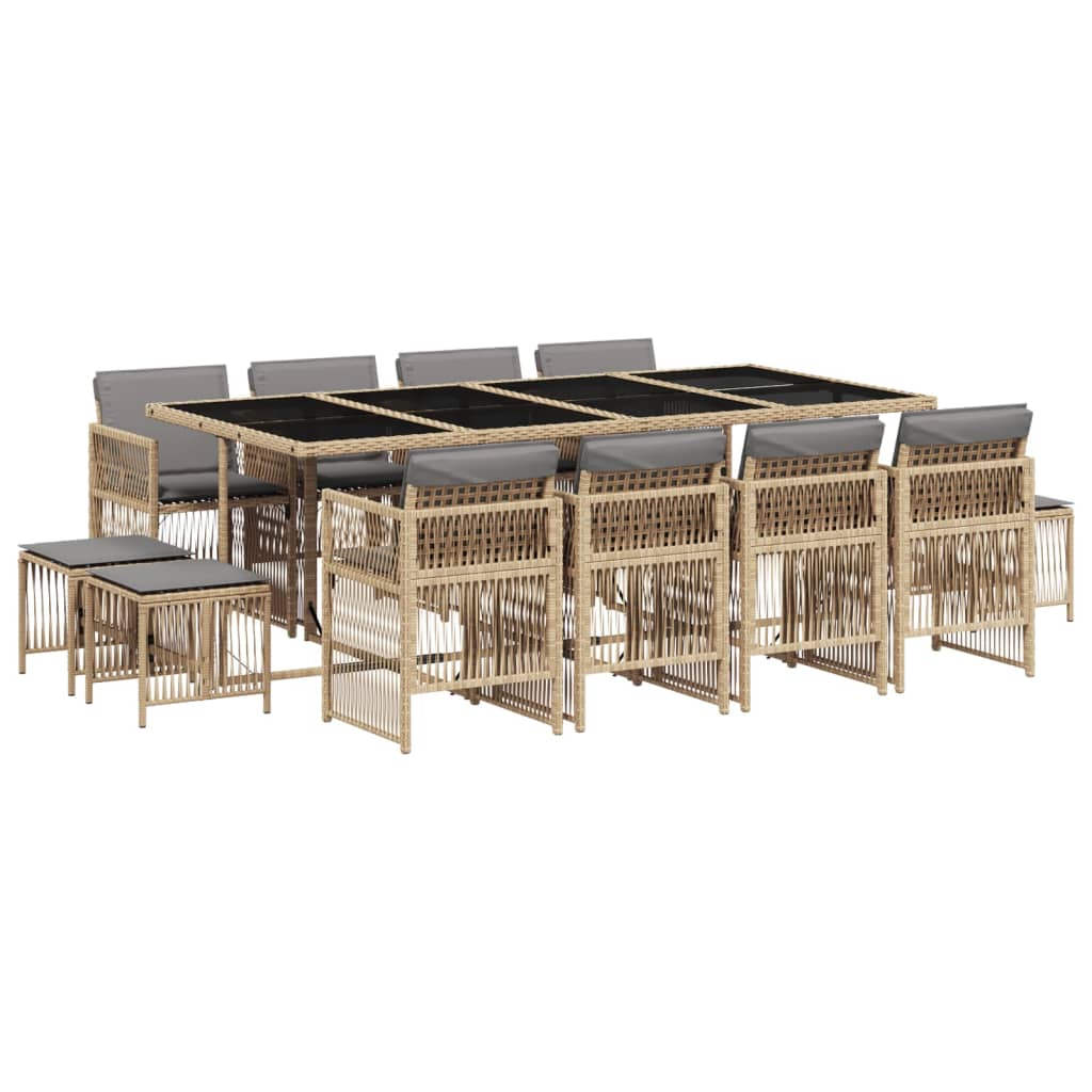 13-delige Tuinset met kussens poly rattan gemengd beige is nu te koop bij PeponiXL, paradijselijk wonen!