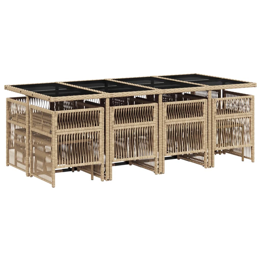 13-delige Tuinset met kussens poly rattan gemengd beige is nu te koop bij PeponiXL, paradijselijk wonen!