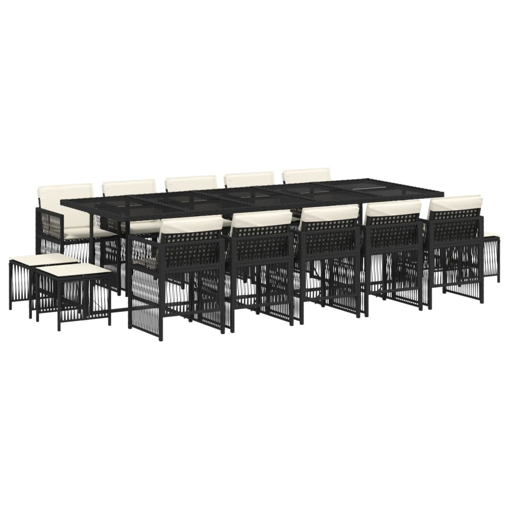 15-delige Tuinset met kussens poly rattan zwart is nu te koop bij PeponiXL, paradijselijk wonen!
