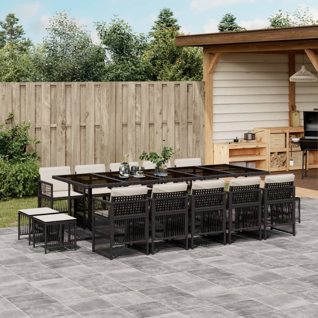 15-delige Tuinset met kussens poly rattan zwart is nu te koop bij PeponiXL, paradijselijk wonen!