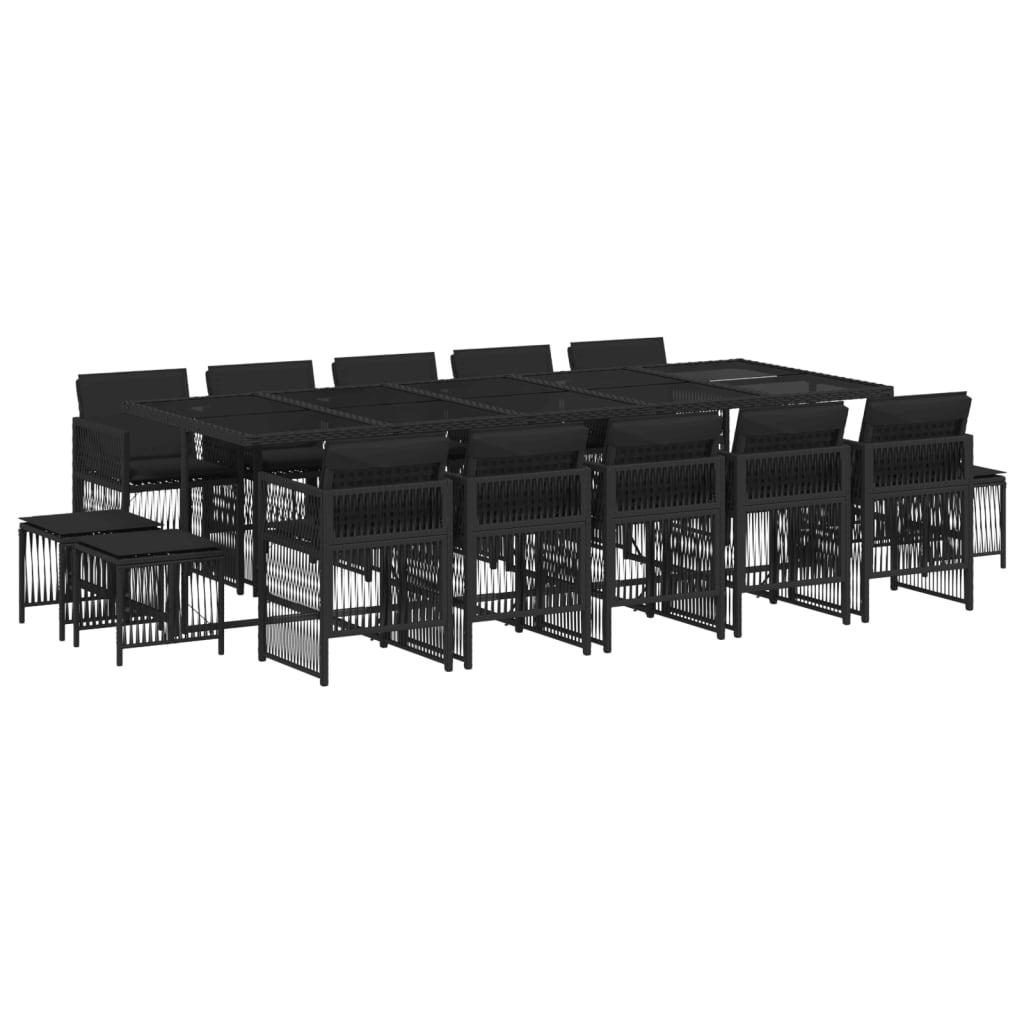 15-delige Tuinset met kussens poly rattan zwart is nu te koop bij PeponiXL, paradijselijk wonen!