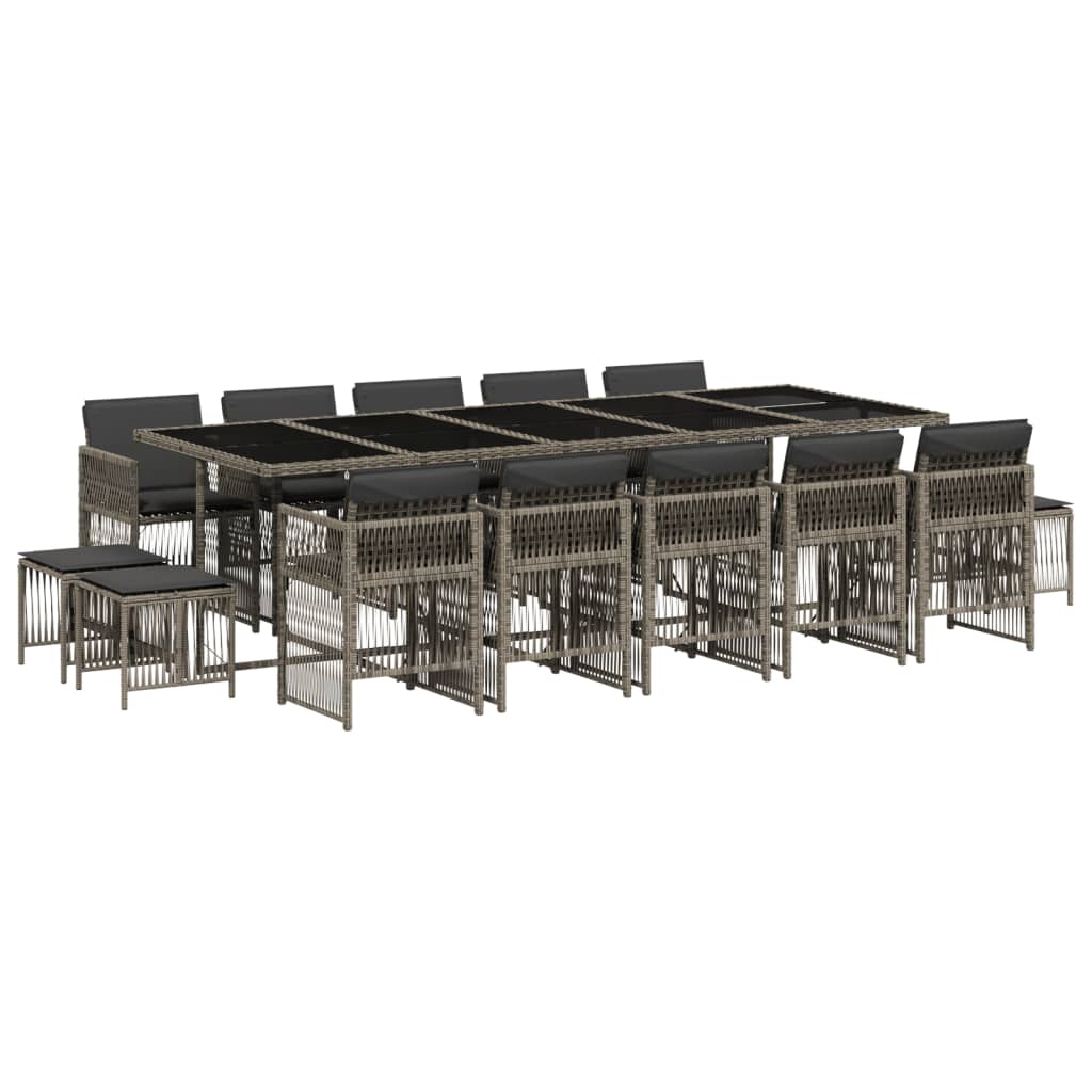 15-delige Tuinset met kussens poly rattan grijs is nu te koop bij PeponiXL, paradijselijk wonen!