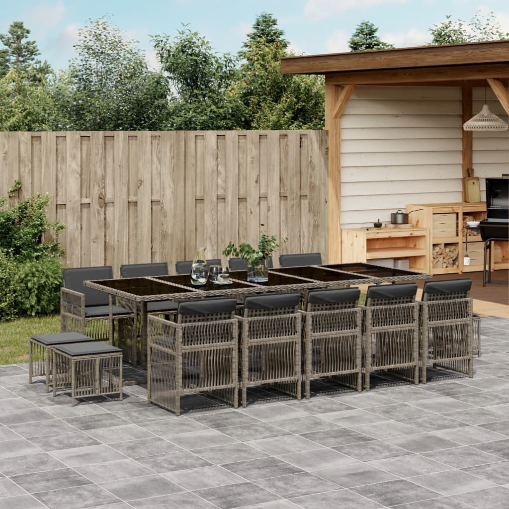 15-delige Tuinset met kussens poly rattan grijs is nu te koop bij PeponiXL, paradijselijk wonen!