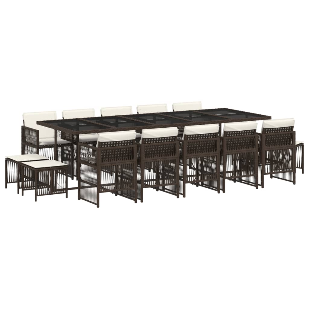 15-delige Tuinset met kussens poly rattan bruin is nu te koop bij PeponiXL, paradijselijk wonen!