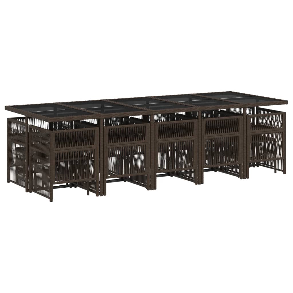 15-delige Tuinset met kussens poly rattan bruin is nu te koop bij PeponiXL, paradijselijk wonen!