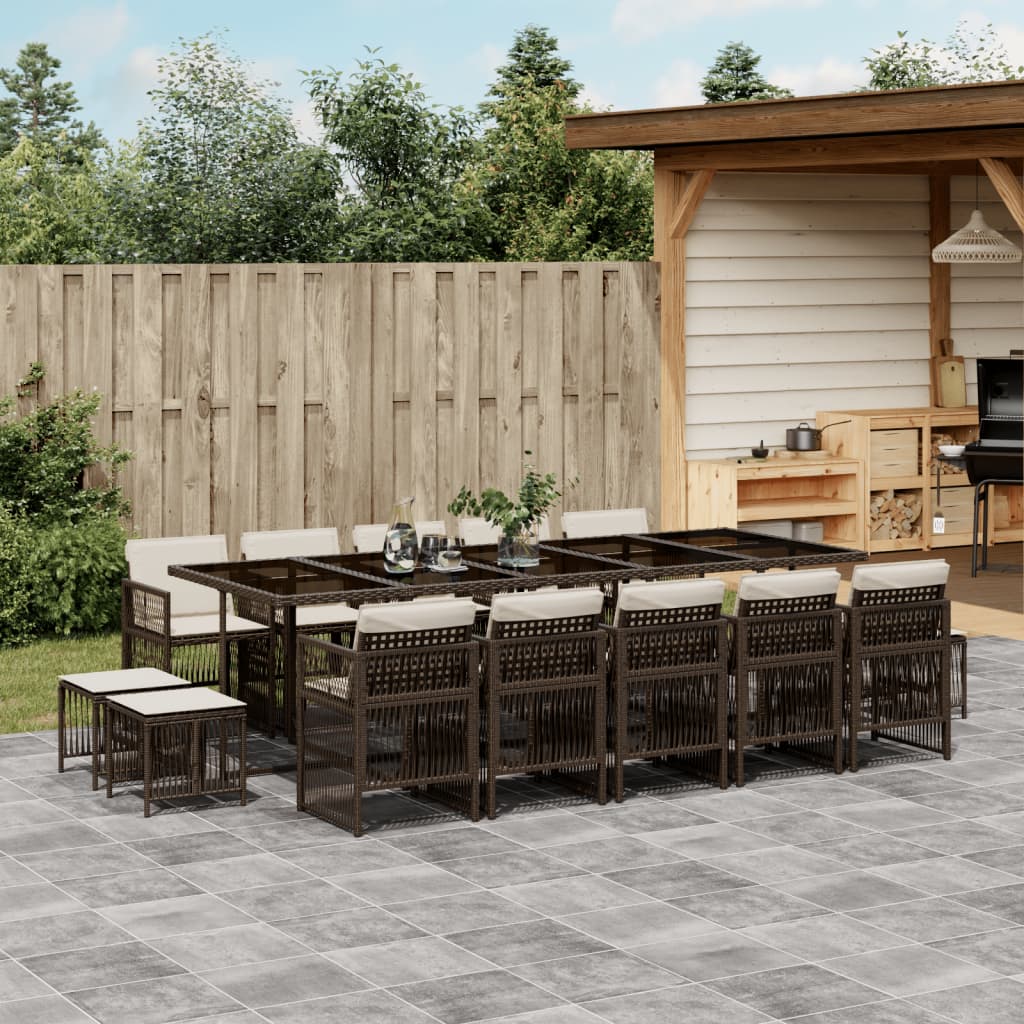 15-delige Tuinset met kussens poly rattan bruin is nu te koop bij PeponiXL, paradijselijk wonen!