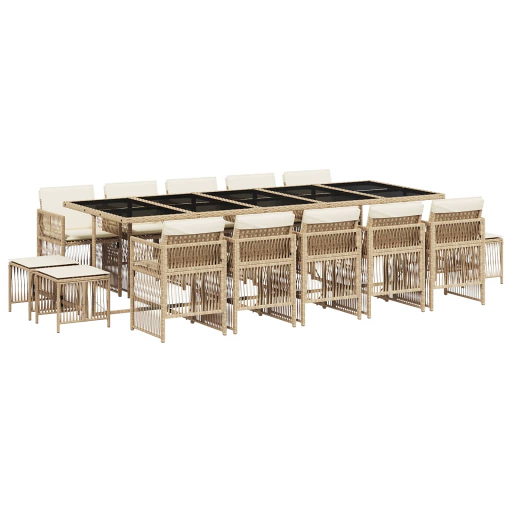 15-delige Tuinset met kussens poly rattan beige is nu te koop bij PeponiXL, paradijselijk wonen!