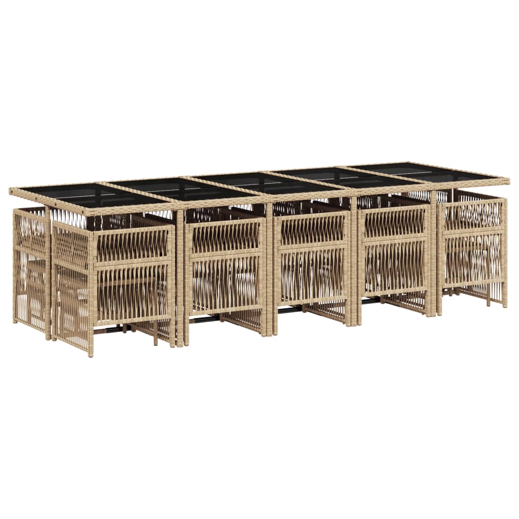 15-delige Tuinset met kussens poly rattan beige is nu te koop bij PeponiXL, paradijselijk wonen!