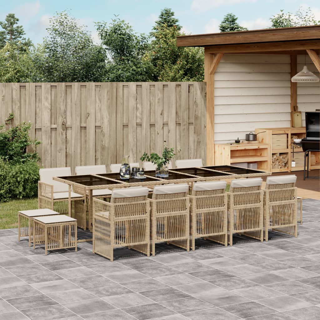 15-delige Tuinset met kussens poly rattan beige is nu te koop bij PeponiXL, paradijselijk wonen!