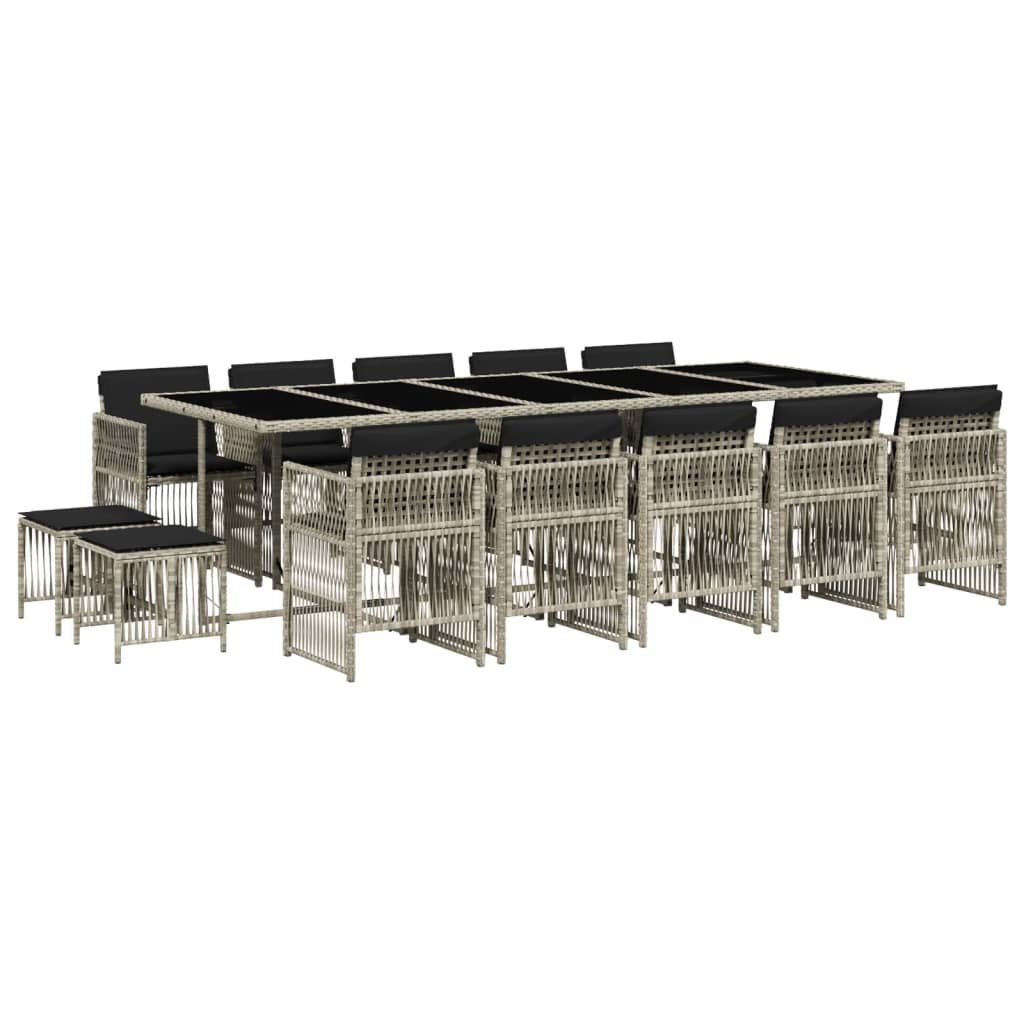 15-delige Tuinset met kussens poly rattan lichtgrijs is nu te koop bij PeponiXL, paradijselijk wonen!