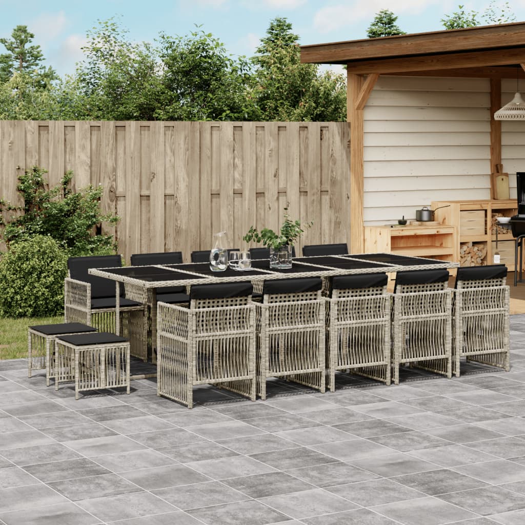 15-delige Tuinset met kussens poly rattan lichtgrijs is nu te koop bij PeponiXL, paradijselijk wonen!