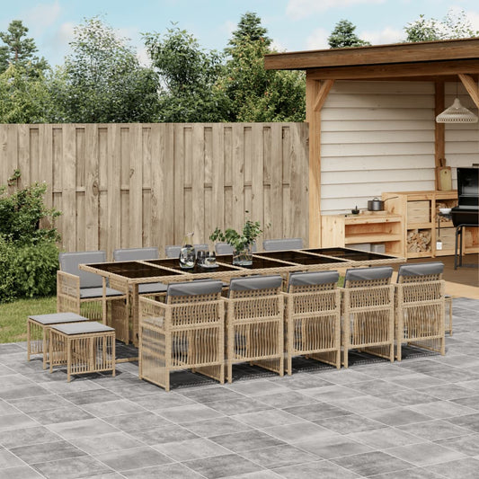 15-delige Tuinset met kussens poly rattan gemengd beige is nu te koop bij PeponiXL, paradijselijk wonen!
