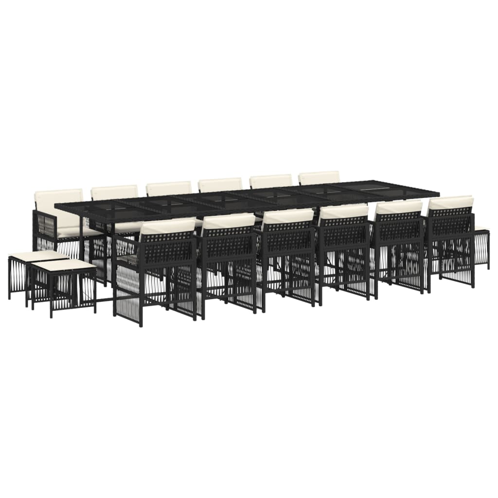 17-delige Tuinset met kussens poly rattan zwart is nu te koop bij PeponiXL, paradijselijk wonen!