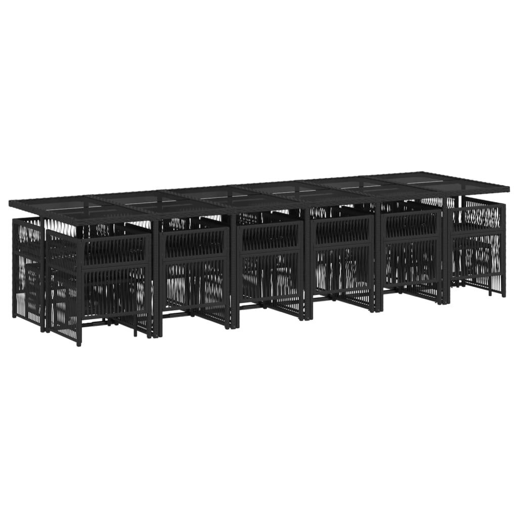 17-delige Tuinset met kussens poly rattan zwart is nu te koop bij PeponiXL, paradijselijk wonen!