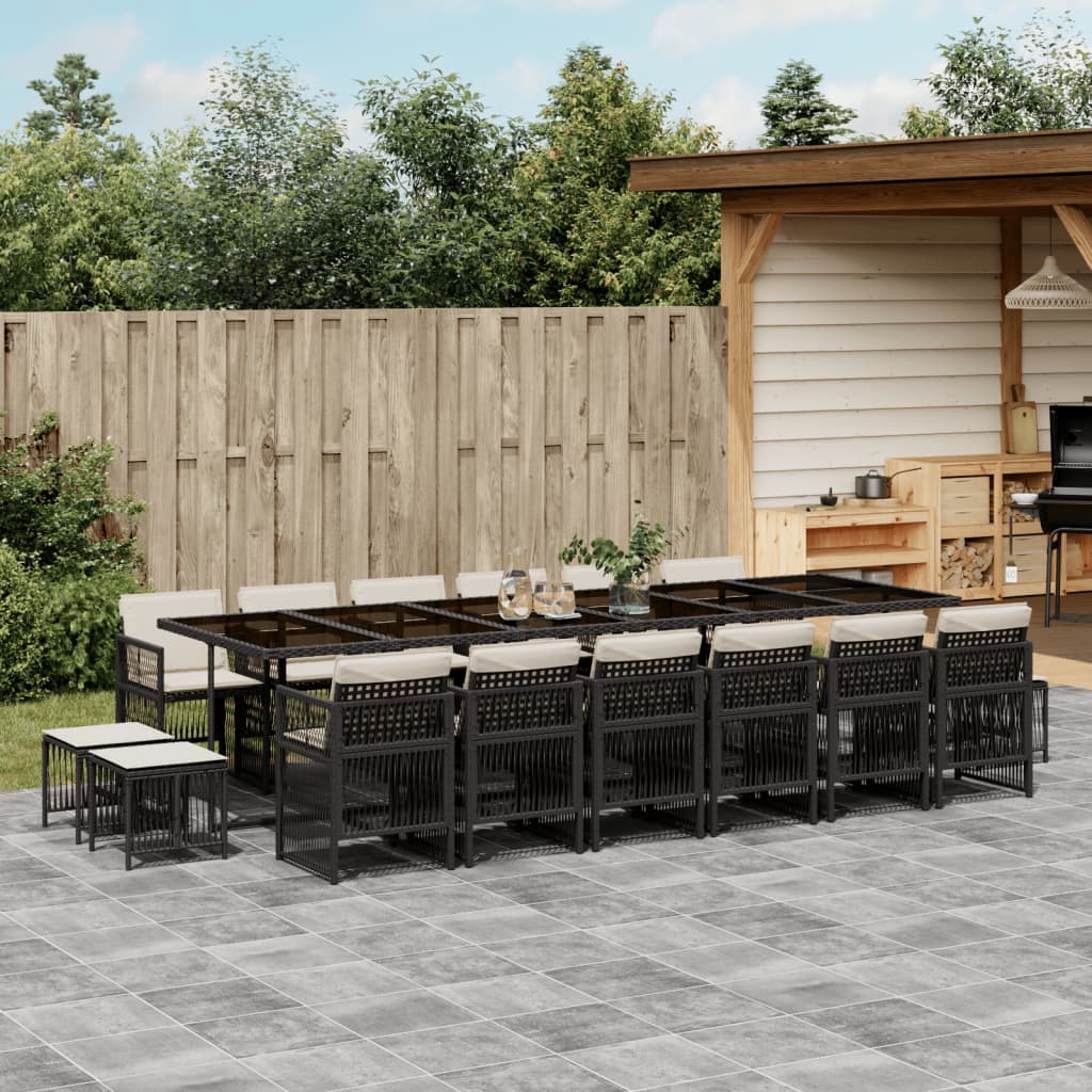17-delige Tuinset met kussens poly rattan zwart is nu te koop bij PeponiXL, paradijselijk wonen!