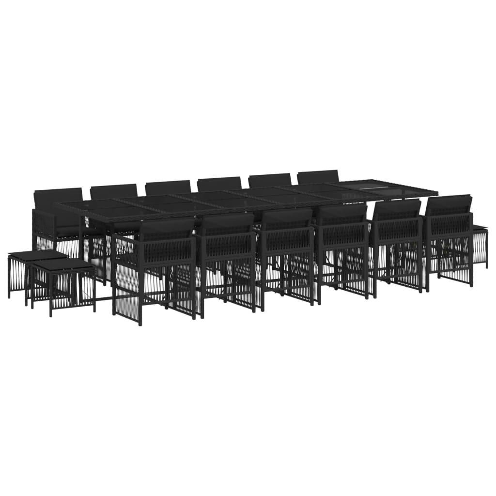17-delige Tuinset met kussens poly rattan zwart is nu te koop bij PeponiXL, paradijselijk wonen!