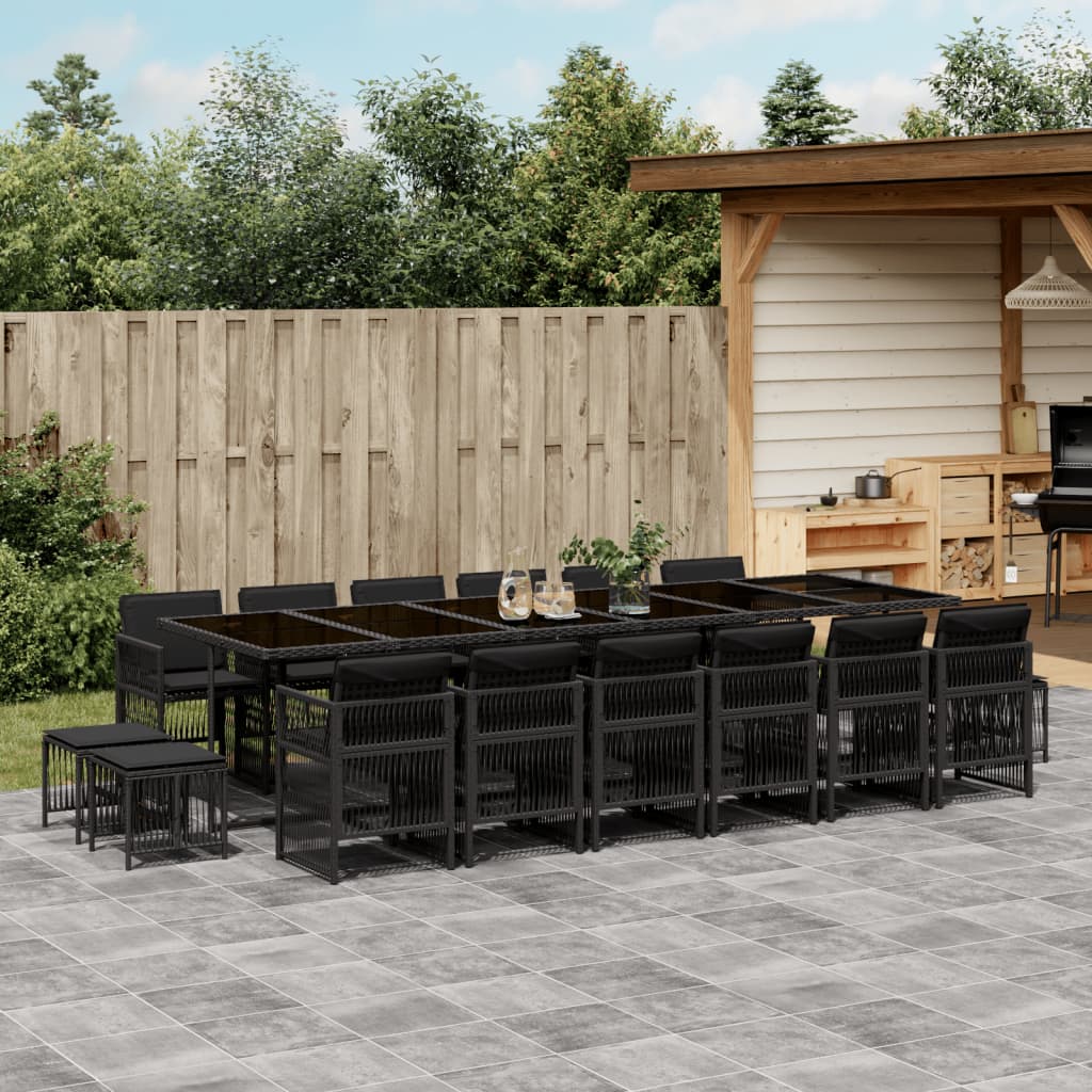 17-delige Tuinset met kussens poly rattan zwart is nu te koop bij PeponiXL, paradijselijk wonen!