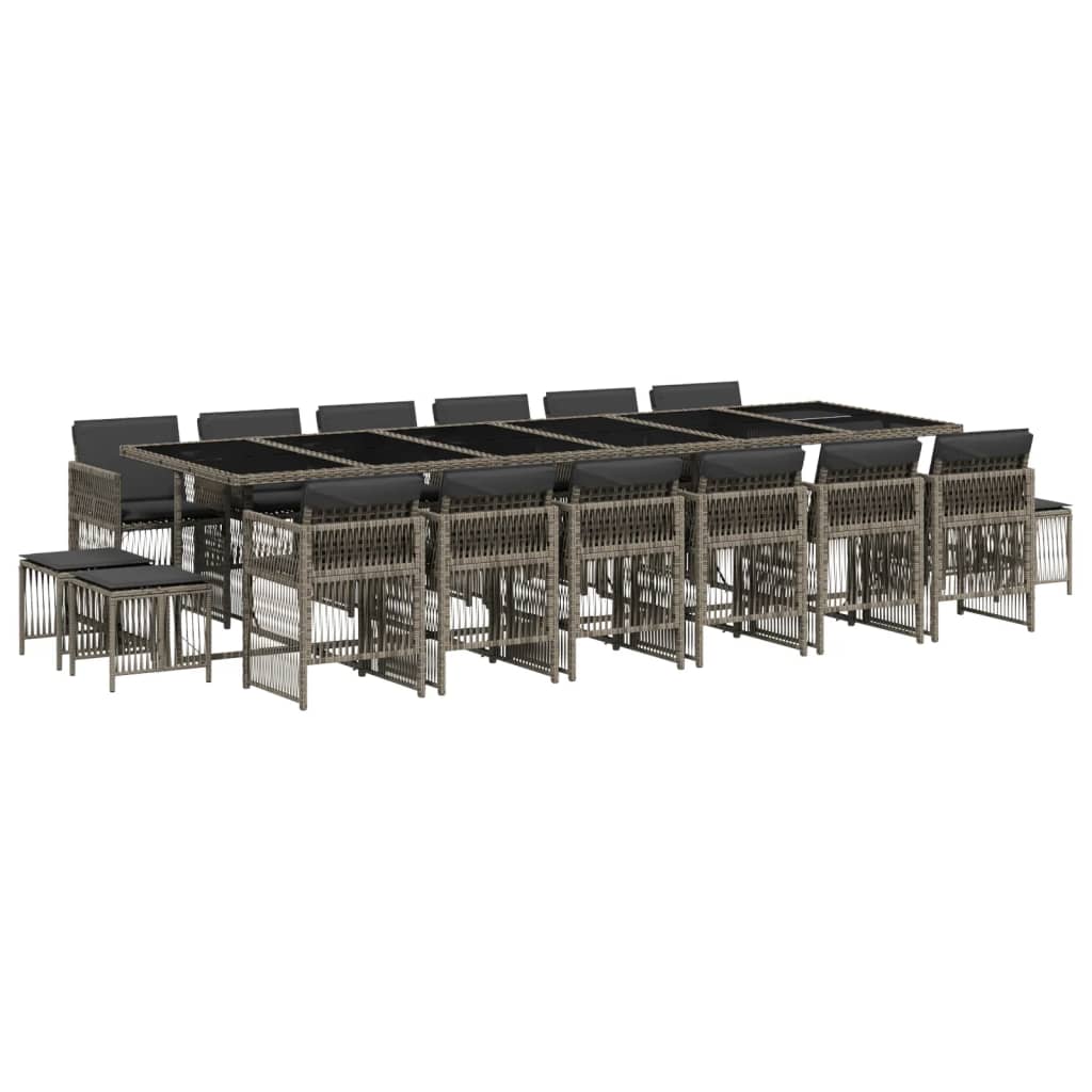 17-delige Tuinset met kussens poly rattan grijs is nu te koop bij PeponiXL, paradijselijk wonen!