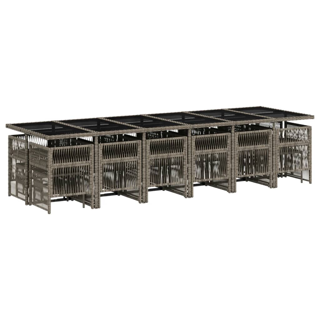 17-delige Tuinset met kussens poly rattan grijs is nu te koop bij PeponiXL, paradijselijk wonen!