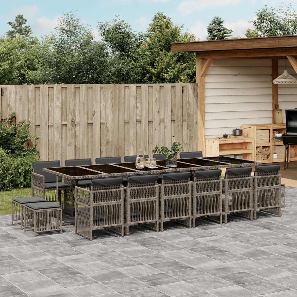 17-delige Tuinset met kussens poly rattan grijs is nu te koop bij PeponiXL, paradijselijk wonen!