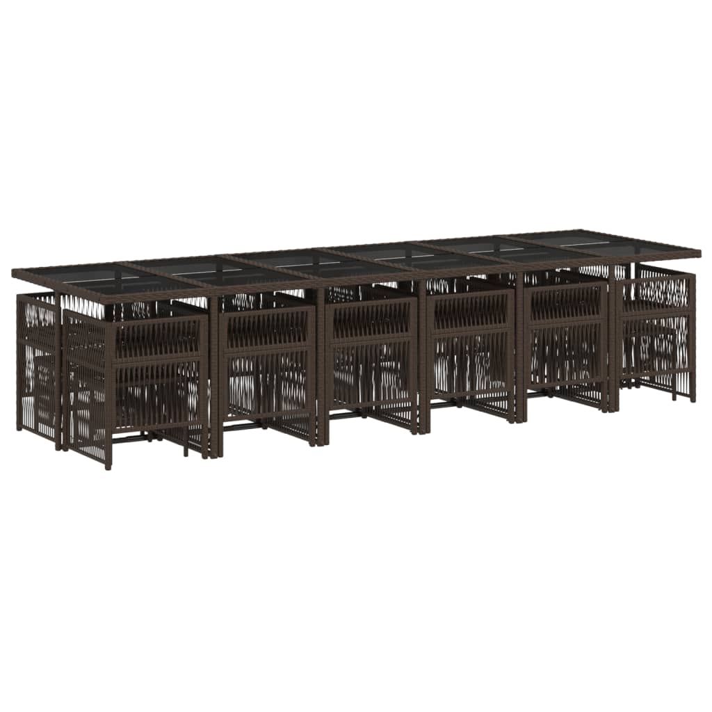 17-delige Tuinset met kussens poly rattan bruin is nu te koop bij PeponiXL, paradijselijk wonen!