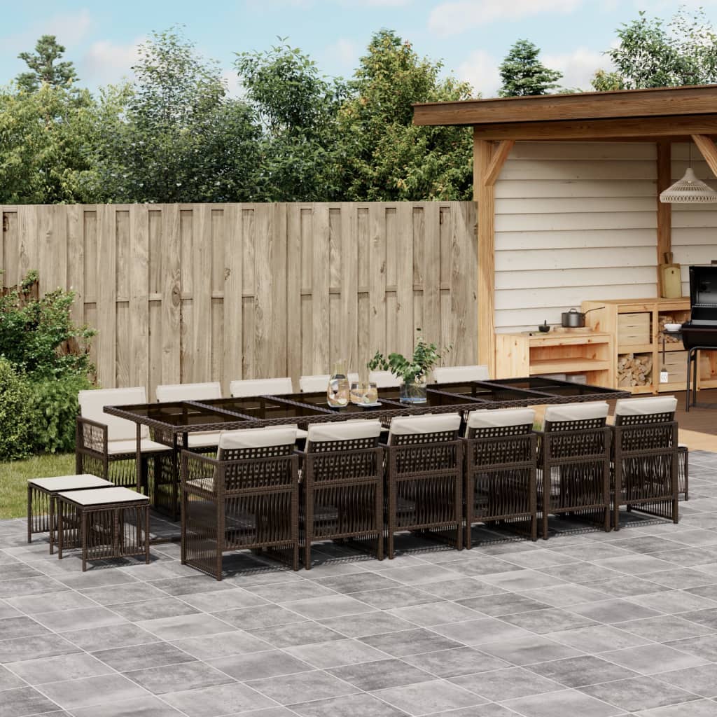 17-delige Tuinset met kussens poly rattan bruin is nu te koop bij PeponiXL, paradijselijk wonen!